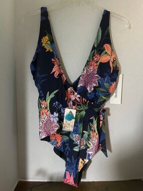 NWT Johnny Was Neon Jungle Wrap One Piece Swimsuit Size Large